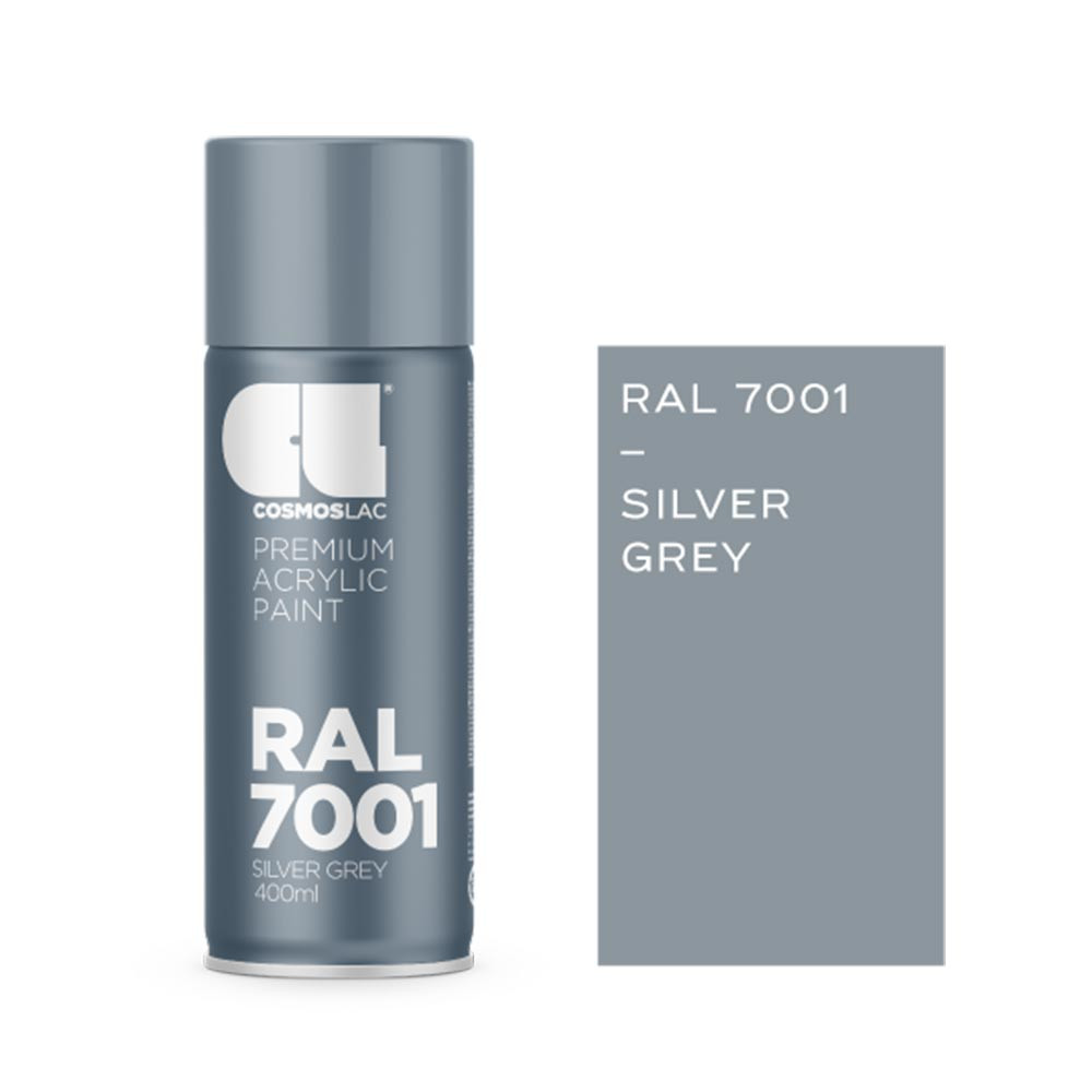 Bombe de peinture acrylique brillante Cosmoslac RAL 7001 - Gris Argent