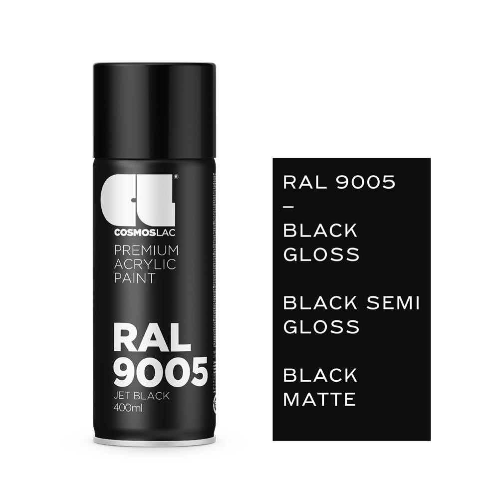 Bombe de peinture acrylique mate Cosmoslac RAL 9005 - Noir Foncé mat