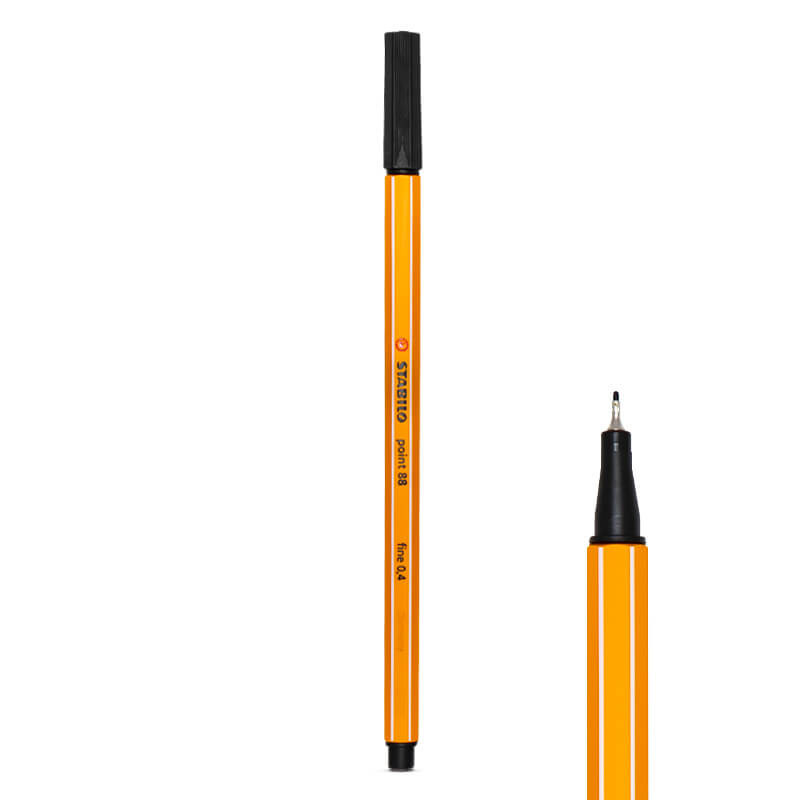 STABILO Lot de 3 stylos feutre pointe fine 0.4mm Point 88 noir pas