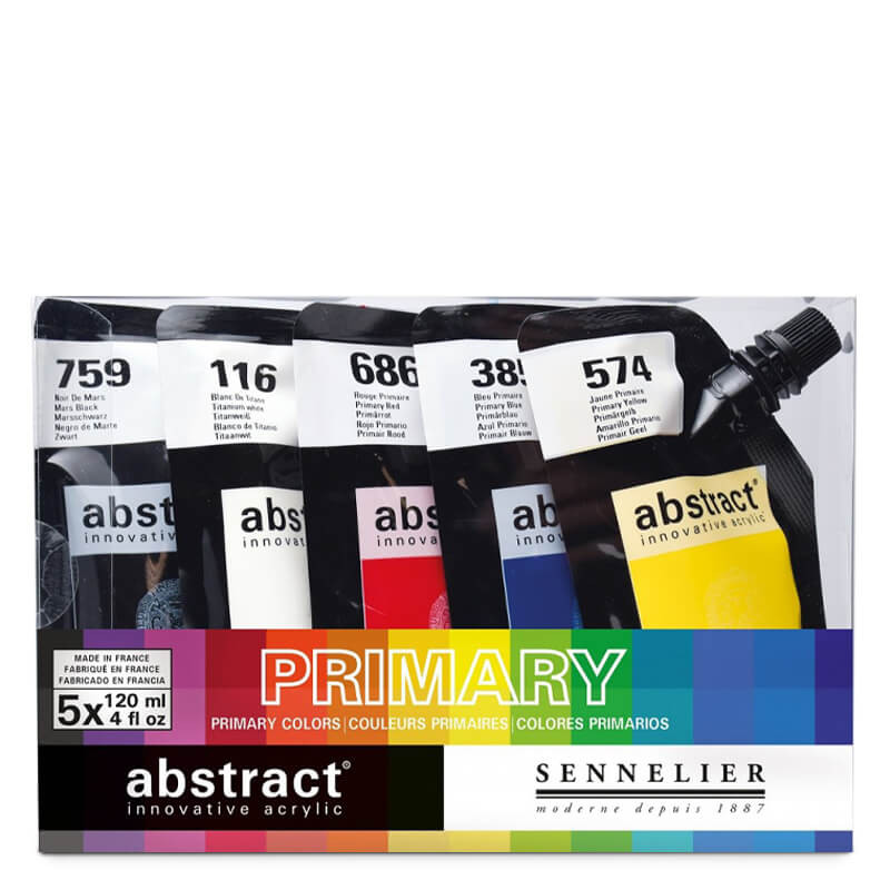Set Peinture acrylique fine Sennelier Abstract - Couleurs primaires 5x120ml
